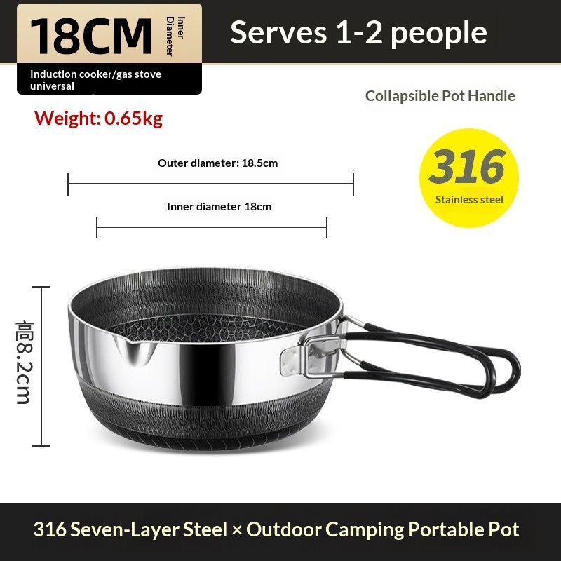 18cm wok with lid [foldable handle] suitable for 1-2 people