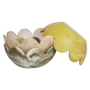 Luxury Handmade Polished White Swirl Resin Eco-Friendly Durable Serving Bowl Premium Fruit Salad Tableware for Home Hotel Party - Product Image 1
