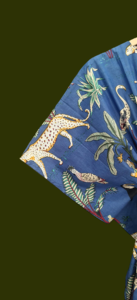 Kimono de Algodón con Estampado de Selva Tropical Azul, Túnica Midi para Playa, Ropa de Verano Ecológica y Transpirable para Mujer - Product Image 5