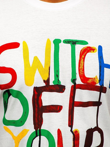 T-shirt à manches courtes noir pour homme avec imprimé coloré « Switch Off Your Brain », col rond, coupe décontractée, jersey 100% coton - Product Image 4