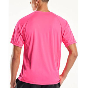 <b>Mens</b> Short Sleeve <b>Pink</b> Athletic <b>T</b> <b>Shirt</b> Quick Dry Breathable Performance Sports Top 100% Cotton Front Logo Gym Training Wear - Product Image 3