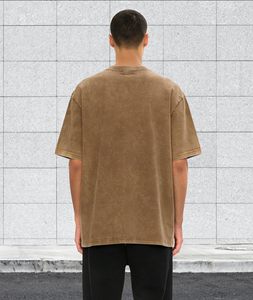 เสื้อยืดแขนสั้นทรงใหญ่ สีพื้น ผ้าถักเนื้อหนา คอกลม สำหรับผู้ชาย สไตล์ลำลอง - Product Image 2