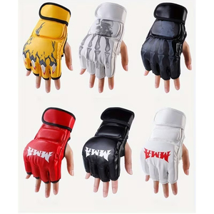 Gants de boxe en cuir noir pour adultes, gants d'entraînement MMA, sangle de poignet réglable, équipement d'arts martiaux antidérapant - Product Image 6
