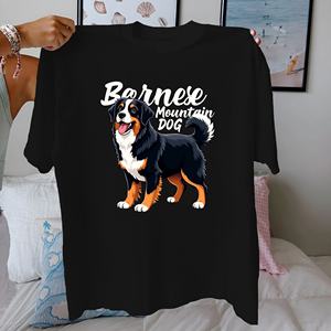 Illustration de chien de montagne bernois Tshirt femme en pur coton coupe confortable - Product Image 4