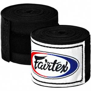 Bandages de boxe thaïlandaise Fairtex noirs sur mesure, haute élasticité, avec logo, supports de poignet en coton pour l'entraînement - Product Image 6