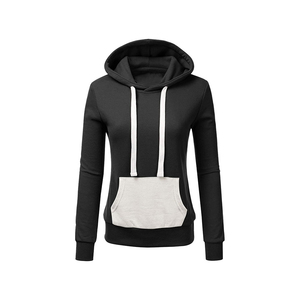 Sweat-shirt à capuche color block pour femme, décontracté, à manches longues, avec poches, en maille, mélange polyester-coton, coupe classique, pour l'automne - Product Image 2