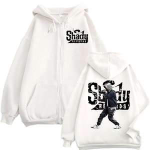 Sweat-shirt à capuche zippé unisexe coupe classique en molleton 100 % coton avec imprimé graphique hip-hop personnalisé pour l'hiver - Product Image 3
