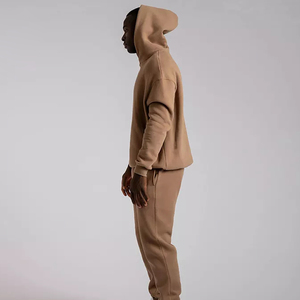 Custom Boxy Fit Zip <b>Hoodie</b> Embroidery Logo Unisex Heavyweight Winter Baggy Sweatpants Set Jogger Plain Streetwear 100% Cotton - Product Image 4