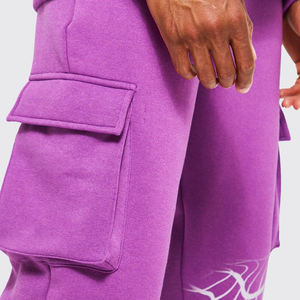 Ensemble de survêtement pour homme, violet uni, à fermeture éclair, à capuche, manches longues, style streetwear, design 2 en 1, coupe classique, vêtements d'automne - Product Image 6