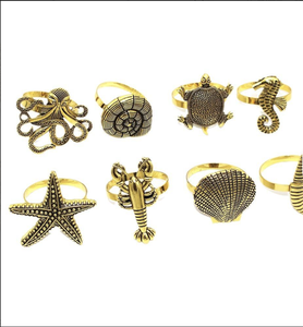 Anillos de Servilleta de Metal con Forma de Estrella de Mar, Concha y Caballito de Mar, Porta Servilletas de Hierro para Decoración de Mesas de Boda y Hoteles - Product Image 4