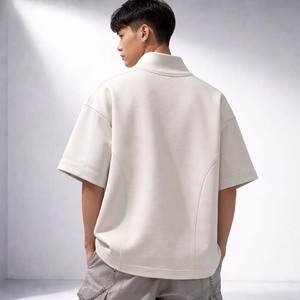 เสื้อโปโลผู้ชายทรงโอเวอร์ไซส์ คอสูง แขนสั้น สไตล์ลำลอง สตรีทแวร์ ผ้าฝ้าย รับสกรีนโลโก้ - Product Image 2
