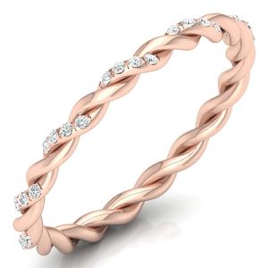 Anillo trenzado de oro puro de diamante cultivado en laboratorio de diseño personalizado para mujer, anillo clásico de aniversario de eternidad con Cable de oro rosa amarillo de 10K - Product Image 3