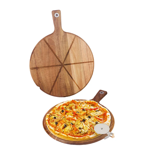 Planche à pizza ronde de qualité supérieure, planche à découper en bois avec poignée pour servir la pizza - Product Image 5