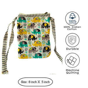 Jaipur Block Print Elephant Bohemian Fashion Crossbody <b>Bag</b> Zip Closure Single Strap Eco-Friendly Durable Cotton <b>Fabric</b> for Daily - Product Image 2