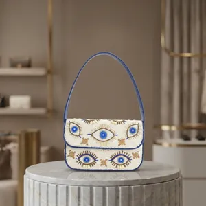 <b>Beaded</b> Floral Pattern Classic Flap Shoulder Bag Handmade Fashion Evening Party <b>Purse</b> - Product Image 1