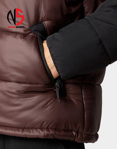 Veste matelassée en nylon à blocs de couleur pour homme, avec logo personnalisé, coupe-vent, chaude, pour l'hiver, veste d'extérieur pour homme, veste rembourrée - Product Image 6