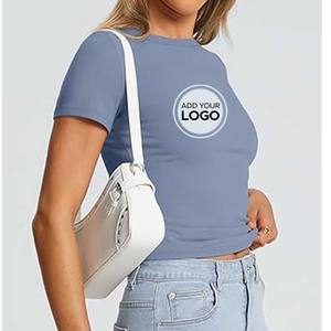 T-shirt col rond Bella Canvas pour l'été, tailles plus, hauts pour femmes, t-shirt uni - Product Image 3