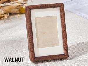 Cadre photo rectangulaire vertical classique en bois de noyer écologique Paradise Craft avec support mural, design minimaliste, décoration intérieure - Product Image 1