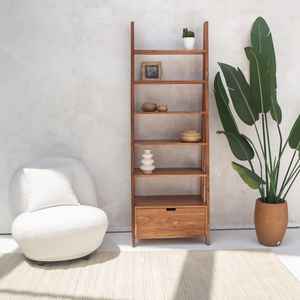 Étagères à livres en bois Vandana Altis Cresta, design moderne minimaliste en bois massif, meubles de rangement - Product Image 4