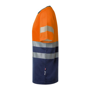 Men's High Visibility Reflective Safety T-Shirt <b>Orange</b> Navy Short Sleeve Workwear Style Quick Dry Summer Casual Shirt - Product Image 3