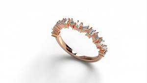 Anillo de Boda con Diamantes Corte Baguette, Anillo Apilable con Racimo de Diamantes, Joyería para Mujer, Diamantes Cultivados en Laboratorio - Product Image 5