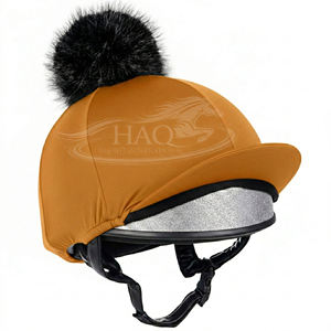Ropa Ecuestre de Diseño, Funda para Casco de Equitación de Invierno, Pelo Sintético con Pompones, Gorro Elástico para Competición - Product Image 1