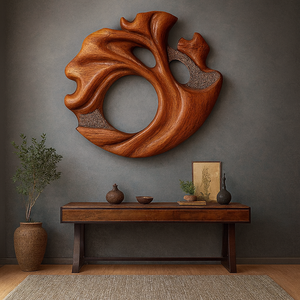 Sculpture en bois modulaire artisanale, art en bois organique pour meubles muraux, bois sculpté unique pour le salon - Product Image 3