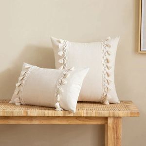 Style De Maison Custom Cotton Heat-Transfer Printed 140g Tassel Trim Cushion Cover Decorative Square <b>Throw</b> Pillow Home Decor - Product Image 2