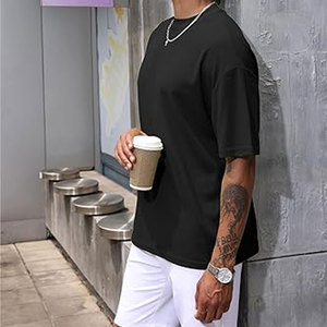 เสื้อยืดแขนสั้นแฟชั่นผู้ชาย ออกกำลังกาย ทรงโอเวอร์ไซส์ สีพื้น เรียบง่าย น้ำหนักเบา ผ้าฝ้าย ใส่สบายสำหรับฤดูร้อน เหมาะสำหรับออกกำลังกาย - Product Image 4