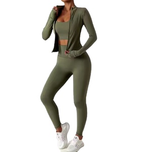 2025 nouvel ensemble d'entraînement femmes vêtements vêtements actifs Gym Fitness 3 pièces femmes entraînement Legging ensemble à manches longues - Product Image 6