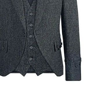 Chaqueta Kilt de Lana Personalizada de Alta Calidad con Cuello Alto Recubierto de Lana, Chaqueta Kilt Argyll Negra para Hombre, Invierno, 220g - Product Image 5