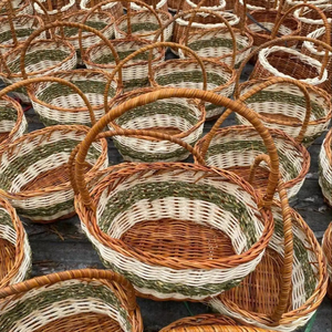 ตะกร้าพับเก็บของทำมือจากใบปาล์มธรรมชาติ เป็นมิตรกับสิ่งแวดล้อม ใช้ได้หลากหลาย  สำหรับใช้ในบ้าน  สีตามสั่ง - Product Image 1