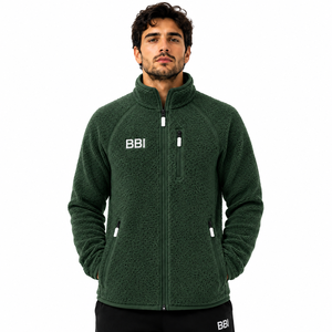 Veste polaire Sherpa kaki personnalisée en gros, modèle unisexe, fermeture éclair intégrale, col montant, polaire chaude pour activités de plein air - Product Image 3