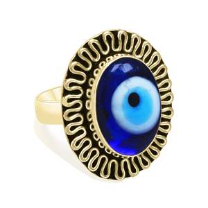 Gorgeous Unique <b>Chunky</b> Evil Eye Stone <b>Rings</b> 14x10 mm Oval 18K Gold Plating <b>Rings</b> for Women Party Gift At Factory Price - Product Image 2