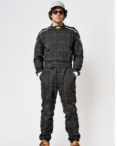 Men's Black Full Sleeve Flame Retardant <b>Waterproof</b> Polyester Racing Suit with Front Logo <b>All</b> Seasons Motorcycle & Auto Wear - Product Image 3