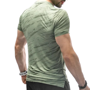 เสื้อยืดสำหรับออกกำลังกายชายแบบแห้งเร็ว ระบายอากาศได้ดี ยืดได้ 4 ทิศทาง เย็บแบบโอเวอร์ล็อค เหมาะสำหรับวิ่ง ฟิตเนส และการฝึกซ้อม - Product Image 4