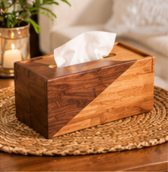 Cubierta de Madera para Caja de Pañuelos, Soporte de Toallas de Papel de Nogal con Base Deslizante, Soporte Rectangular de Madera para Baño, Cocina u Oficina - Product Image 1