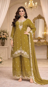 Salwar Kameez Tradicional para Mujer, de Rayón, Largo hasta el Tobillo, Corte Holgado, Bordado Verde, Estilo Étnico de India y Pakistán - Product Image 2