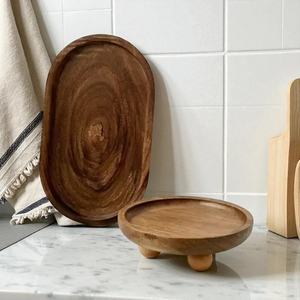 Round Wooden Vanity <b>Tray</b> With Three Legs Minimalist Decorative Organizer <b>Tray</b> for <b>Perfume</b> Jewelry Cosmetics Bedroom Dresser - Product Image 5