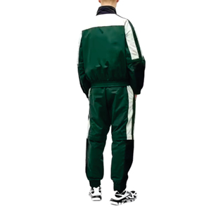 เสื้อแจ็คเก็ตบอมเบอร์สีเขียวสำหรับผู้ชาย แต่งแถบสีขาว ซิปปิด ป้องกันลม สไตล์สปอร์ต เหมาะสำหรับใส่ในฤดูใบไม้ร่วง ทรงปกติ ผลิตจากโพลีเอสเตอร์ - Product Image 3