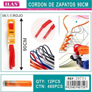 Laccio per scarpe Ilan 90 cm rosso piatto per sneakers e scarpe sportive - Product Image 3