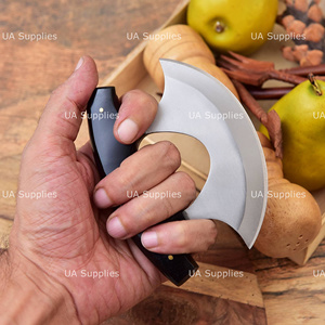 Stainless Steel Ulu Chef <b>Knife</b> Traditional Alaskan Chopping Cutting Black <b>Handle</b> Handmade Ambidextrous Leather Sheath OEM ODM - Product Image 2