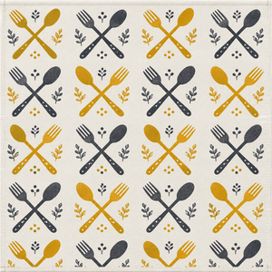 Serviette en coton imprimé de qualité supérieure avec motif cuillère et fourchette croisées – Serviette de table moderne pour cuisine, restaurant, hôtel et maison - Product Image 4