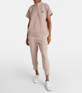 Sweat-shirt personnalisé pour femme à demi-zip et manches courtes, coupe oversize, haut athleisure, loungewear premium, sweat à capuche pour femme - Product Image 1