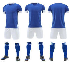 Tenue de football 100% polyester, maillot de foot respirant à séchage rapide en tissu mesh, manches courtes, uni ou imprimé - Product Image 4