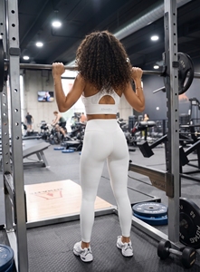 Ensemble de sport blanc pour femme – Soutien-gorge de sport et leggings taille haute, ensemble 2 pièces pour la gym, le yoga et le fitness - Product Image 6