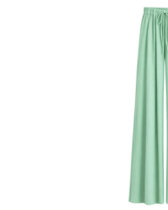 Pantalones anchos de color verde menta para mujer, cintura alta, con cordón, ajuste holgado, pantalones rectos informales, ropa cómoda y suave para estar en casa, moda - Product Image 3
