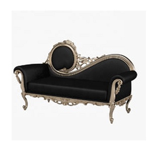 <b>Antique</b> French Solid Wood Mahogany Carved Gold Black Velvet Tufted Living Room Chair Luxury Wedding Chaise Lounge <b>Sofa</b> Home - Product Image 1