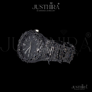 Reloj de Lujo con Diamantes Negros para Hombre – Estilo Hip Hop, Completamente Adornado con Brillantes, con Indicador de Fecha, para Amantes del Color Negro - Product Image 2