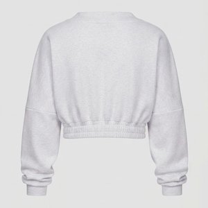 เสื้อสเวตเชิ้ตคอกลมผู้หญิง แบบสั่งทำพร้อมโลโก้ ขายส่ง สีพื้น แขนยาว ตัดสั้น ถักนิตติ้ง ผ้าฝ้าย 100% สำหรับใส่ในฤดูใบไม้ร่วง - Product Image 2